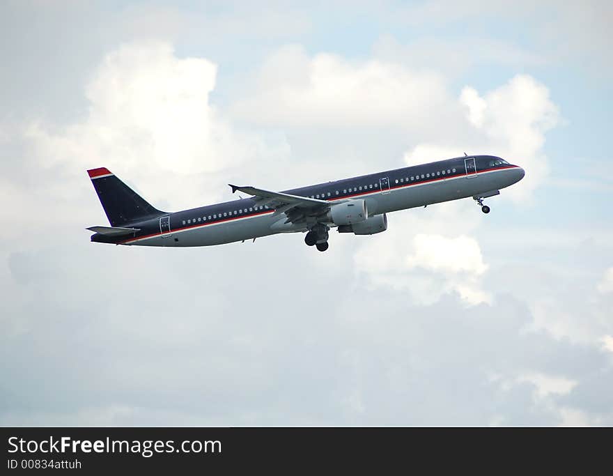 Boeing 757 jet liner in flight. Boeing 757 jet liner in flight