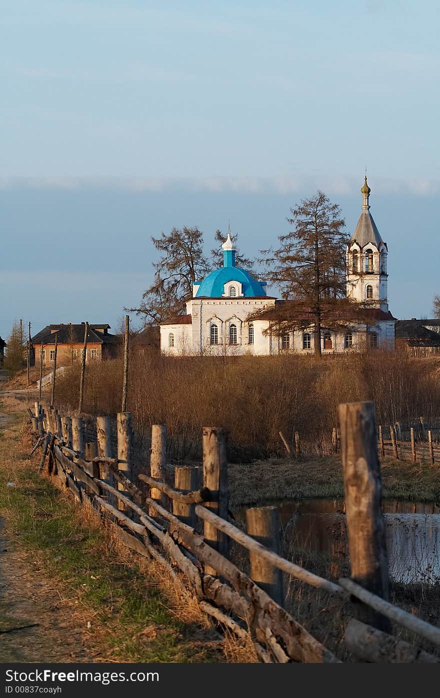 Country landscape with churh in sunrise. Country landscape with churh in sunrise