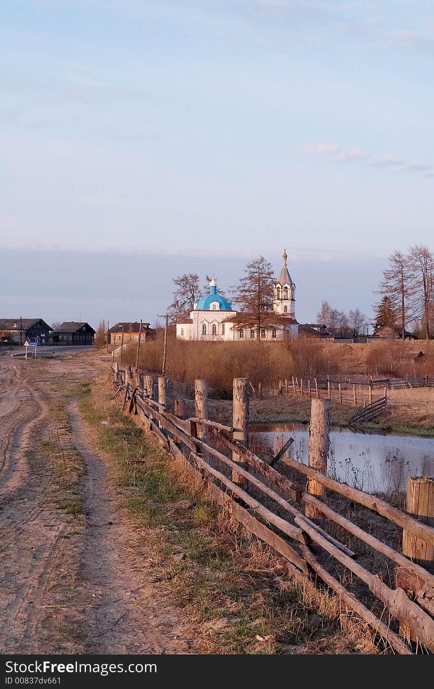 Country landscape with churh in sunrise. Country landscape with churh in sunrise