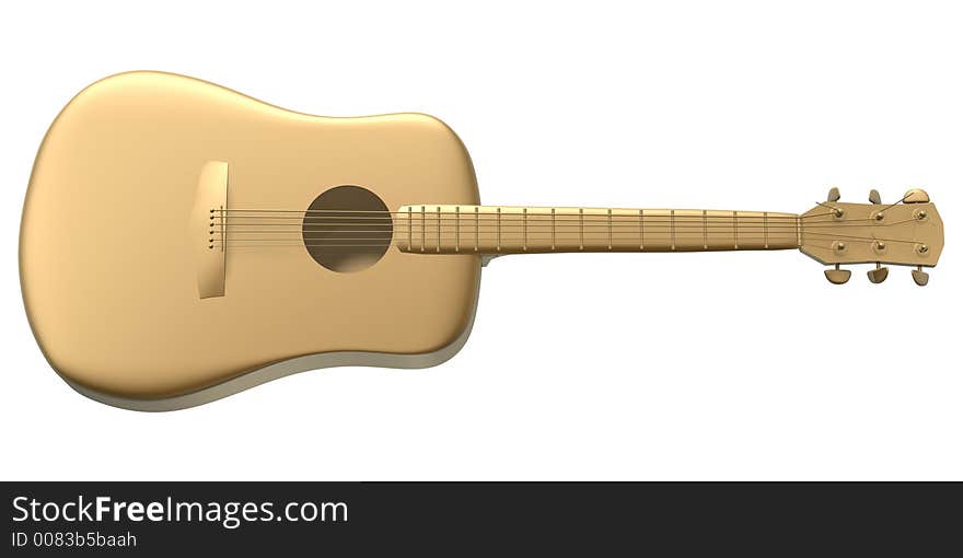 3d golden guitar of music