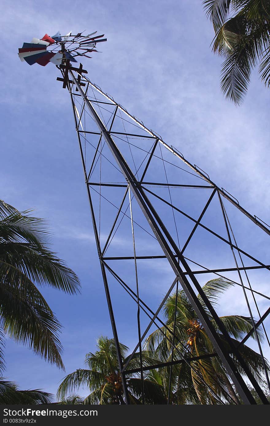 A wind pump in the Caribbean. A wind pump in the Caribbean