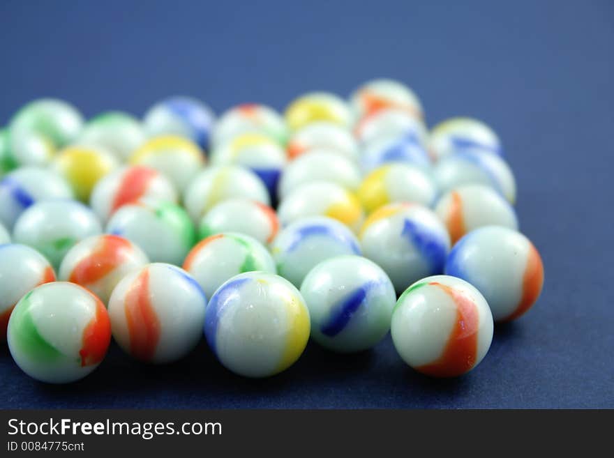 Marbles on a blue background