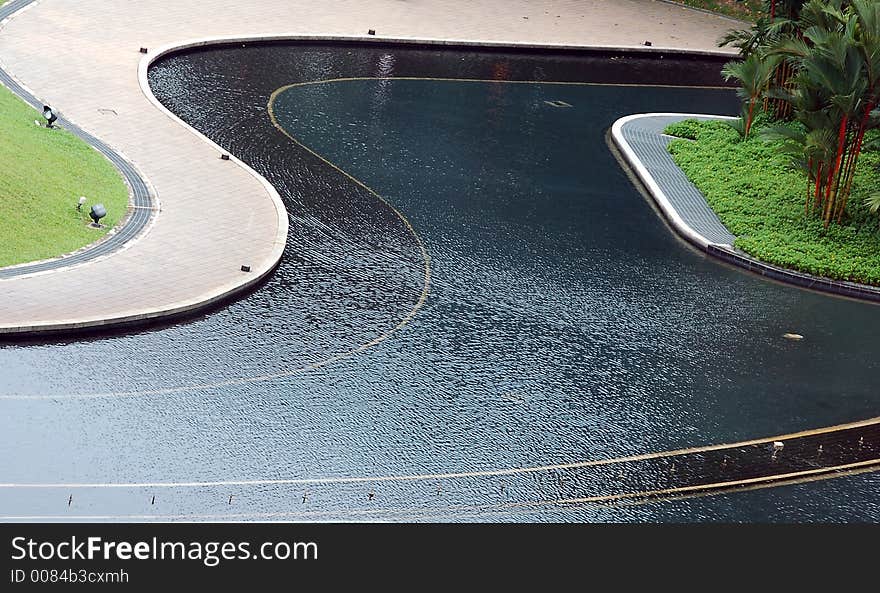 Fountain Pool And Walkway