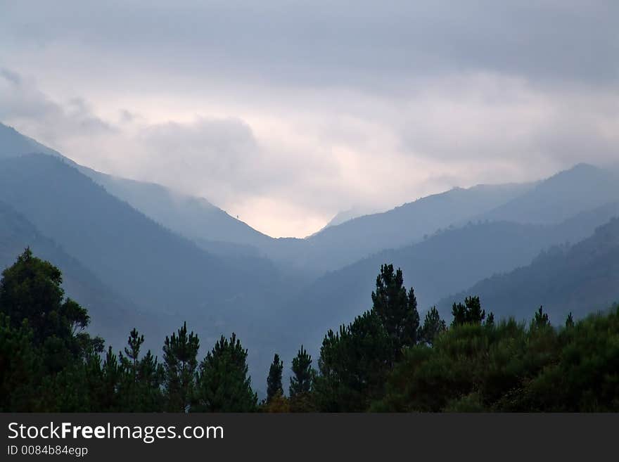 Mountains landscape, sky and clouds