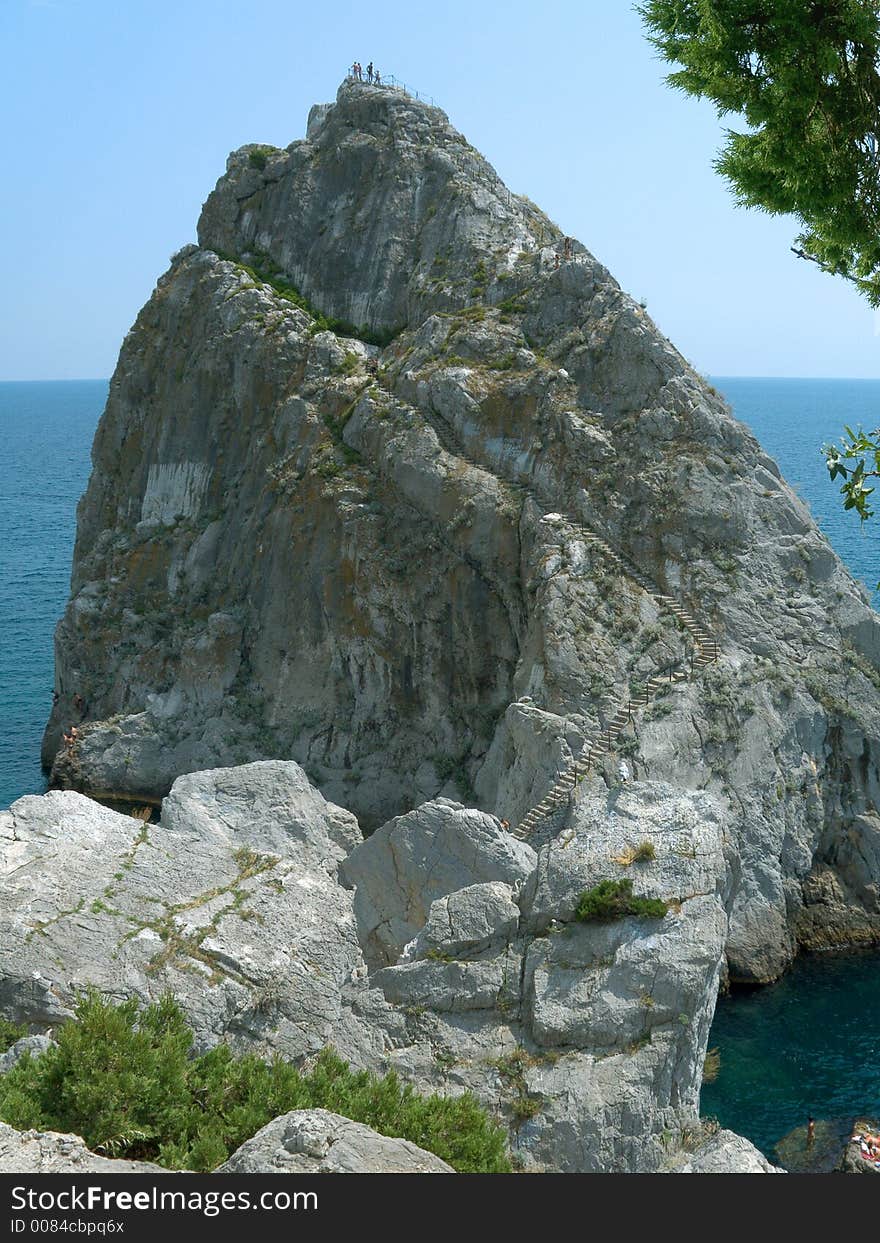 People on cliff on Crimea