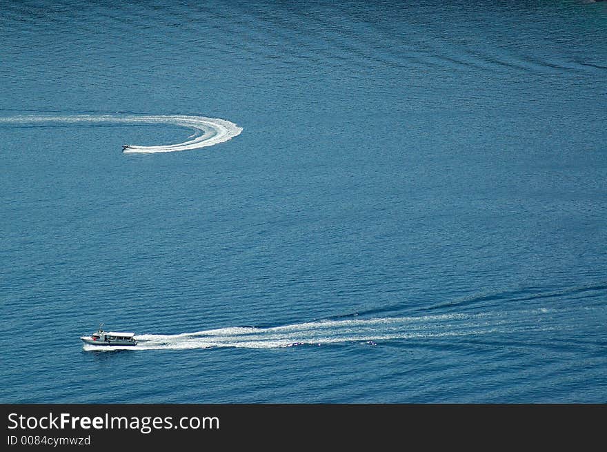 Water skiing, ocean, Dubrovnik, Croatia