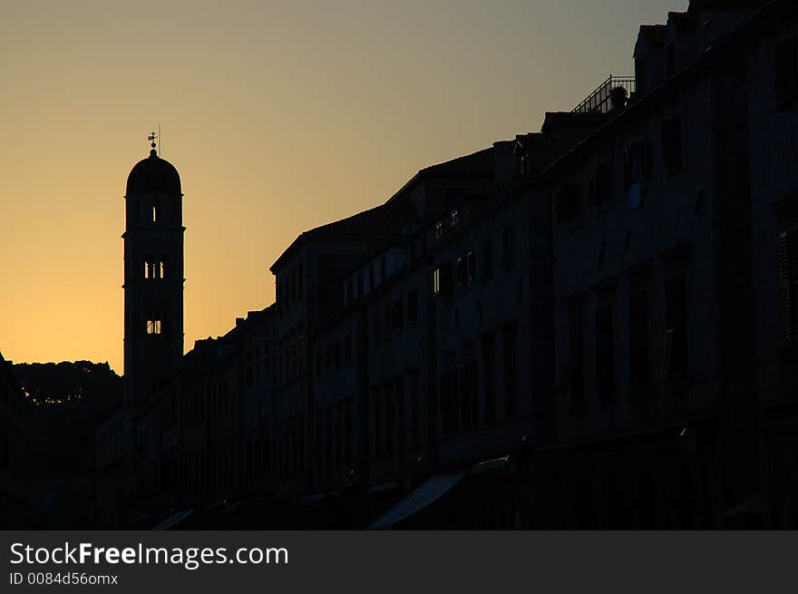 City Dubrovnik at sunset, Croatia. City Dubrovnik at sunset, Croatia