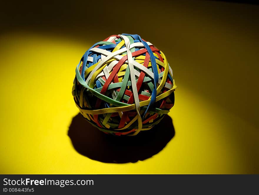 Photo of a Rubberband Ball With Creative Lighting