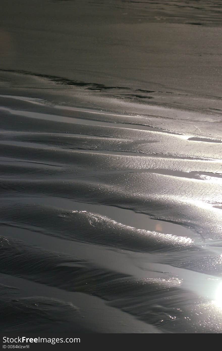 Sand patterns at sunset on the beach.