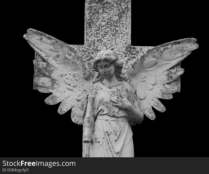 Gothic cemetary angel isolated on black. Gothic cemetary angel isolated on black