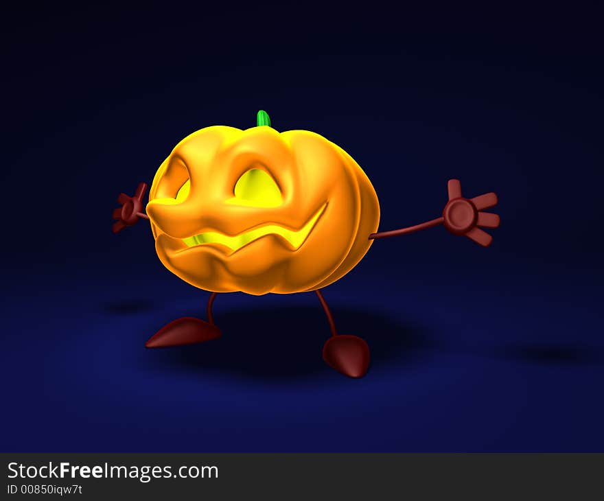 Halloween pumpkin, 3d generated orange pumpkin