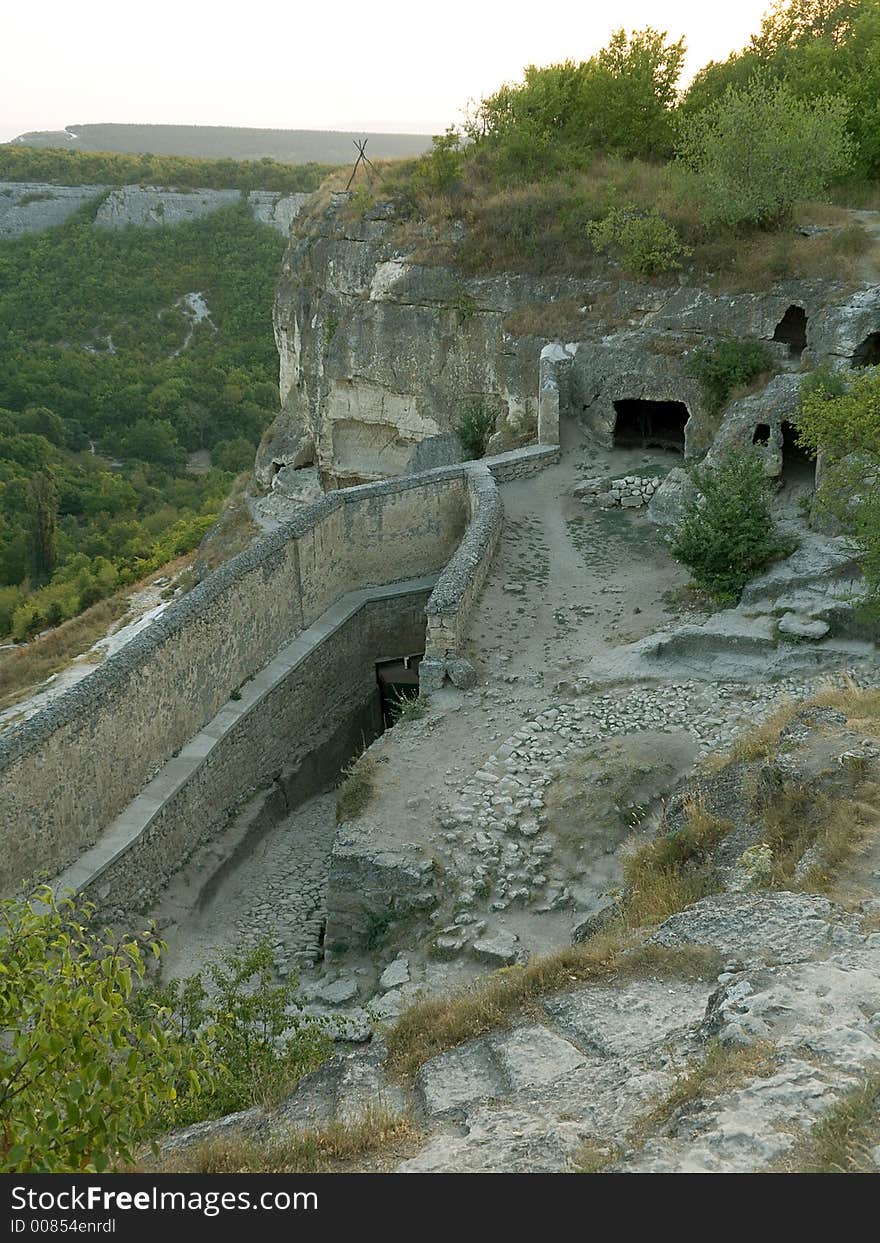 Caves and ruins of fortress