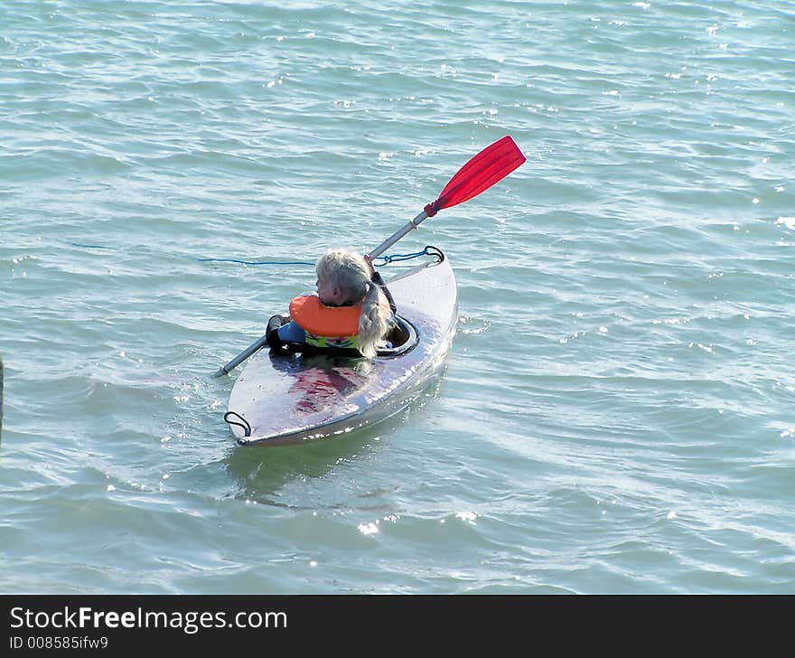 Canoe Kid all at sea