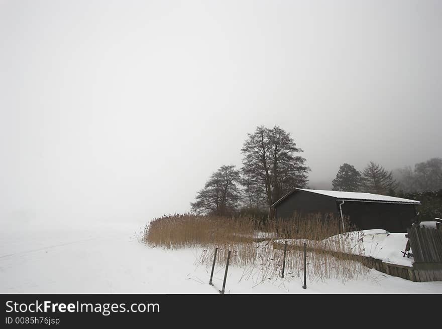 Iced  lake in denmark in winter. Iced  lake in denmark in winter