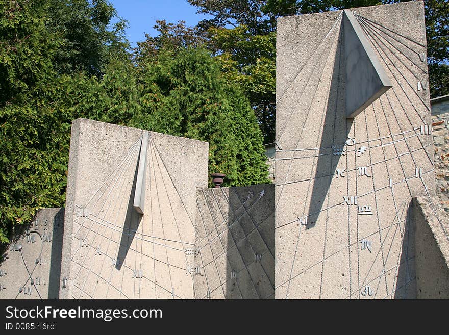 Solar clocks on the Petrin hill in Prague with Zodiac calendar