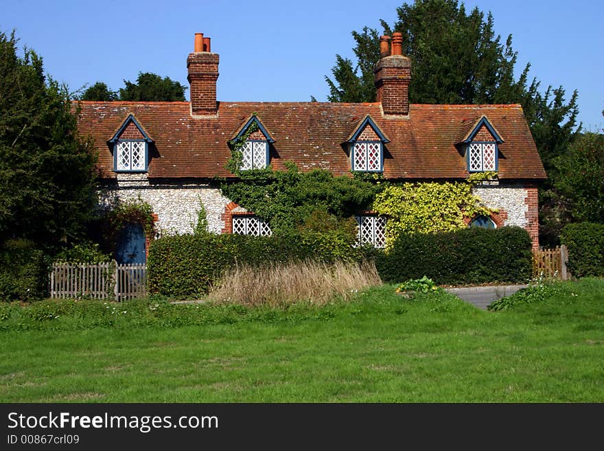 Row of flint cottages