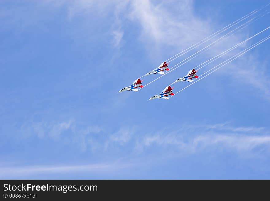 Aerobatic team - Strizhi on aircraft show