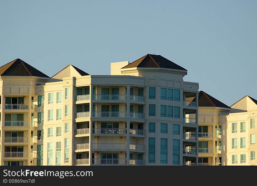 High Rise Condos located near the beach. Photographed at Sand Key Park, Clearwater Florida