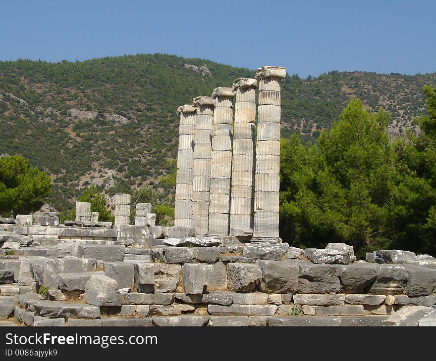 Columns of the afina temple. Columns of the afina temple