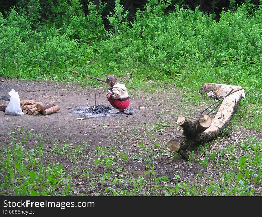 The extinct fire (the girl planting a fire)