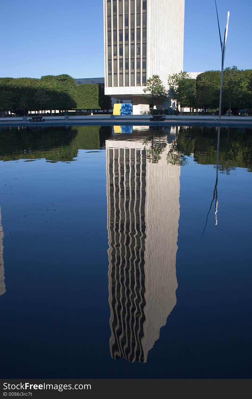 Office Building Reflecting in Pond. Office Building Reflecting in Pond