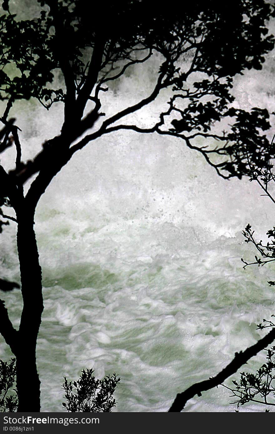 Waterfall and tree