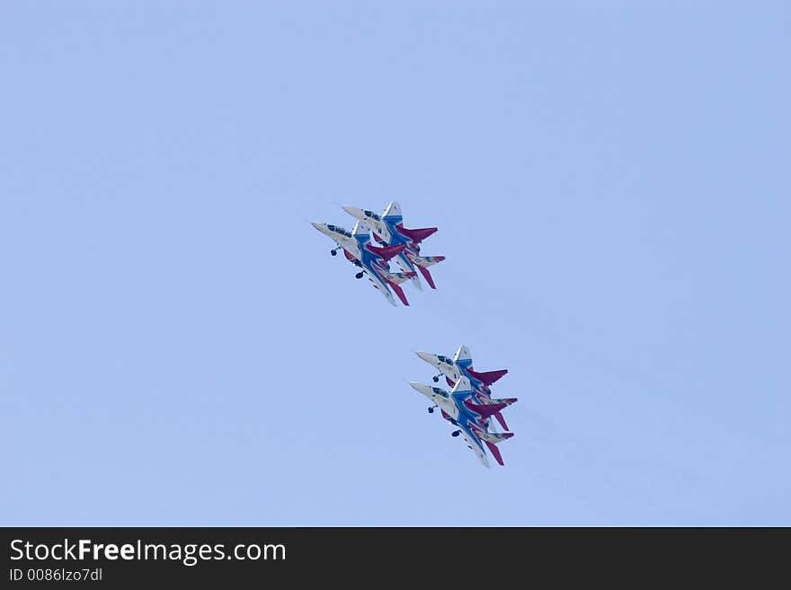 Aerobatic team - Swifts- Strizhi- Mig29. Aerobatic team - Swifts- Strizhi- Mig29