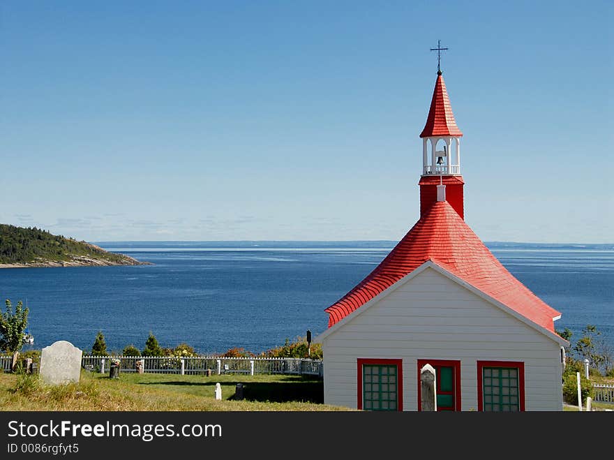 Chapel by the sea with red roof. Chapel by the sea with red roof