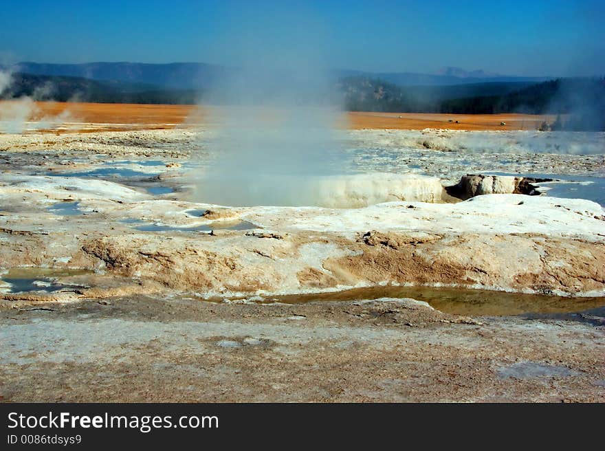 Springs site in Yellowstone Park. Springs site in Yellowstone Park