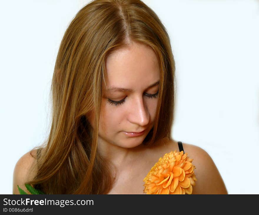 The girl with a flower. The girl with a flower