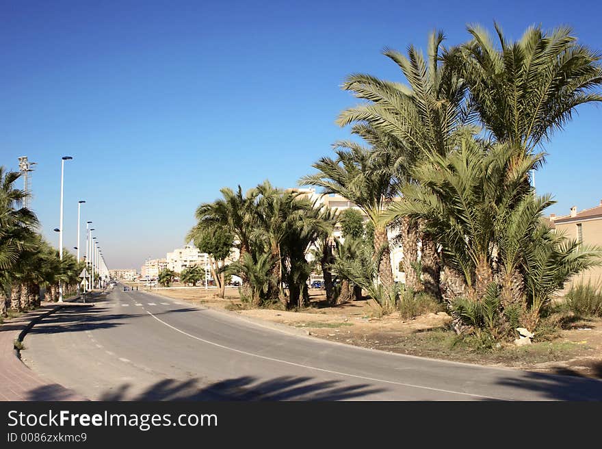 One of main streets Santa Pola. One of main streets Santa Pola.