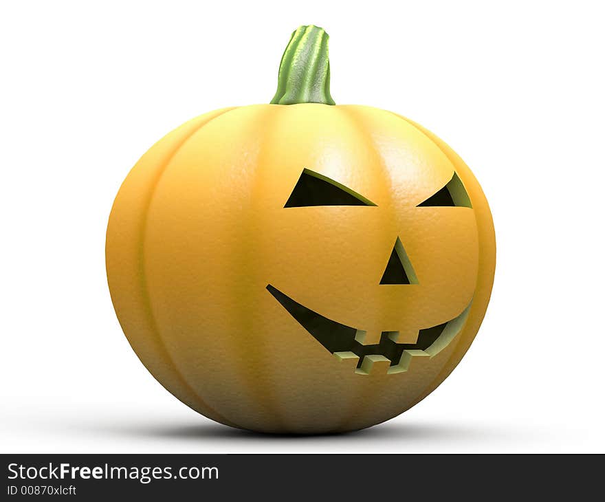 Halloween pumpkin isolated on white with clipping path. Photorealistic 3D rendering. Halloween pumpkin isolated on white with clipping path. Photorealistic 3D rendering.