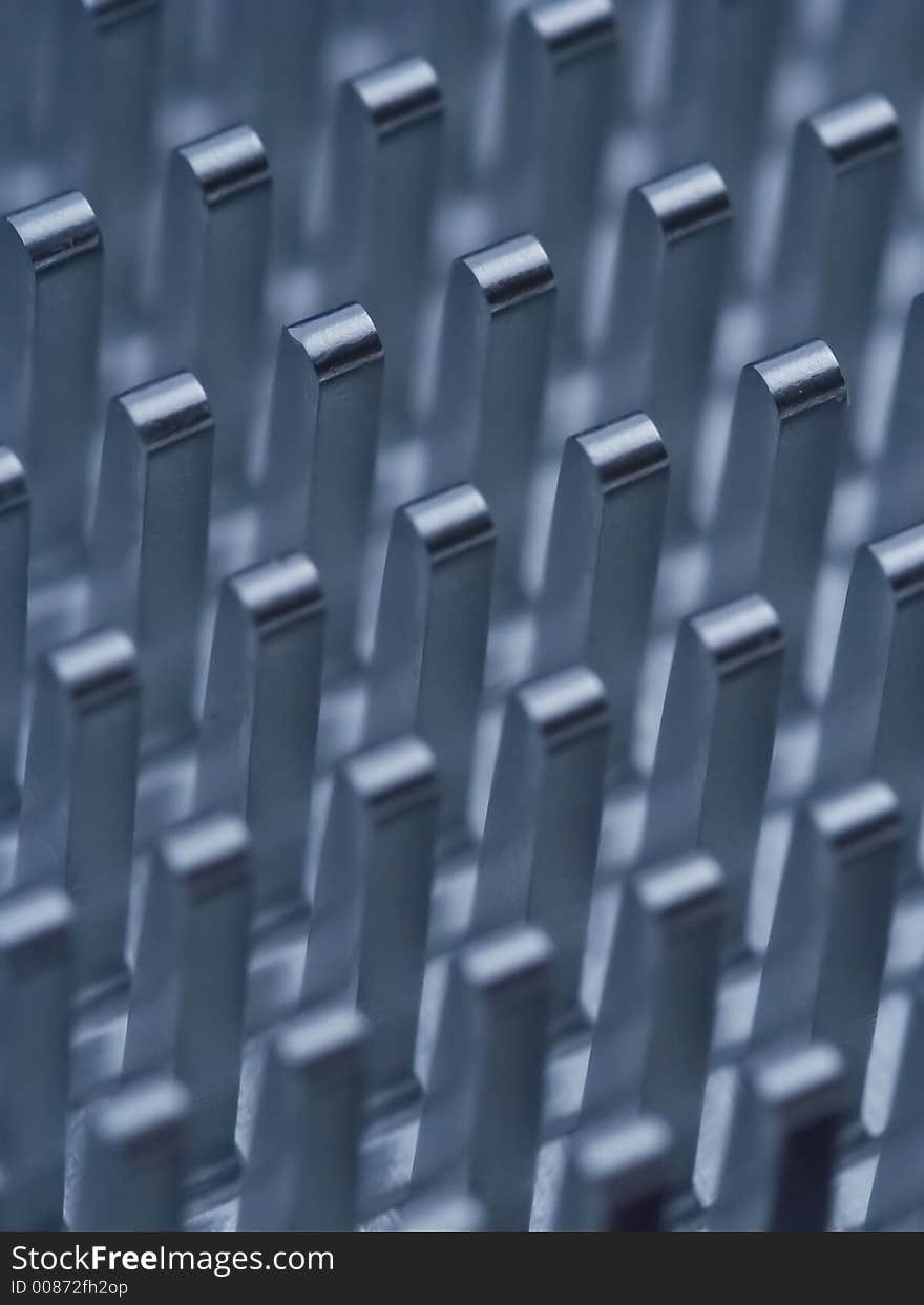 Macro of a radiator on a mainboard. Macro of a radiator on a mainboard