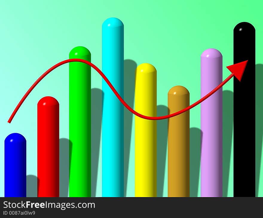 A 3d rendered statistics illustration