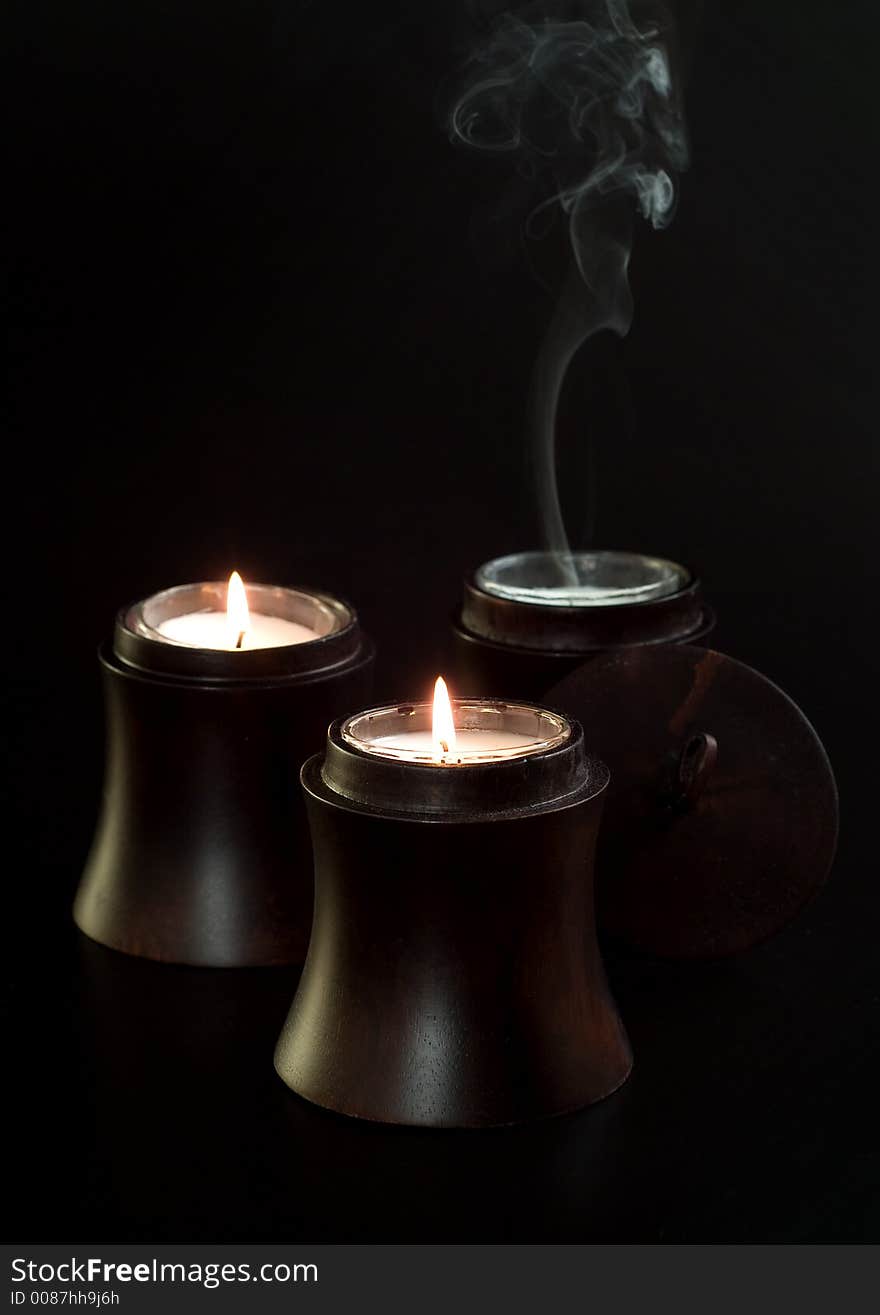 Chinese candles on black background