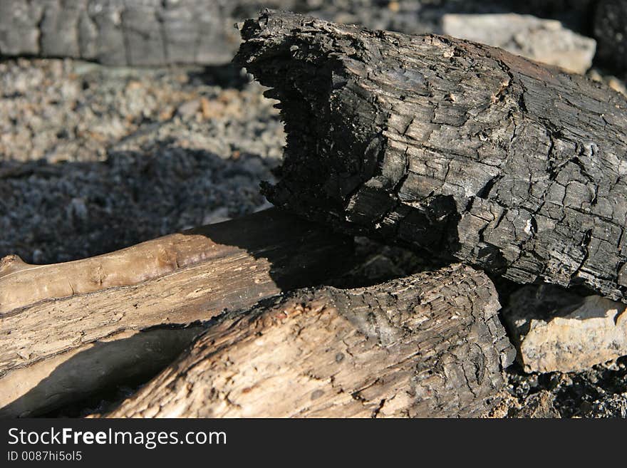 Camp fire on a pebble beach. Camp fire on a pebble beach