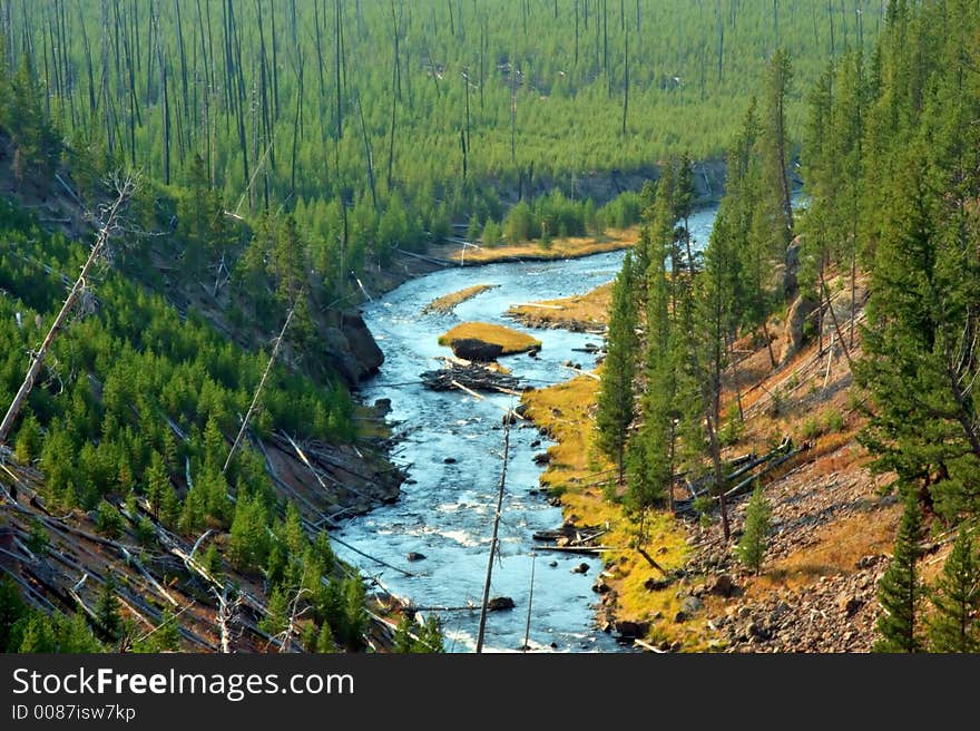 Running river in Yellowstone Park