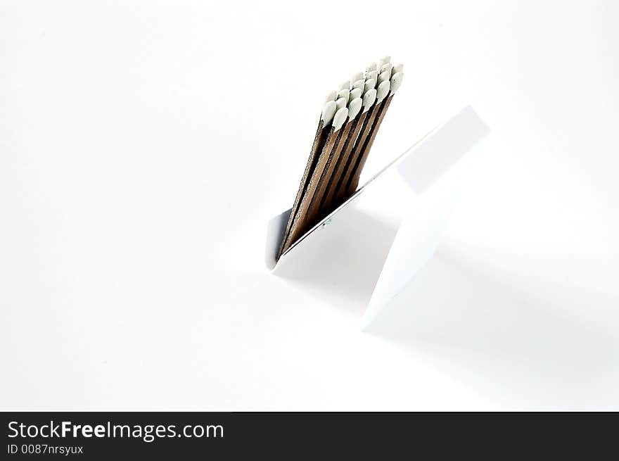 Close-up of matches on white. Close-up of matches on white