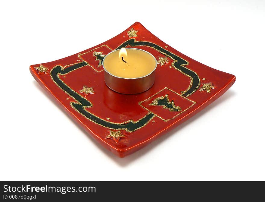 Xmas tray with yellow candle