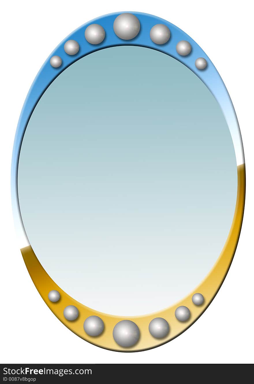 Oval frame with chrome gradients and shiny balls. Oval frame with chrome gradients and shiny balls