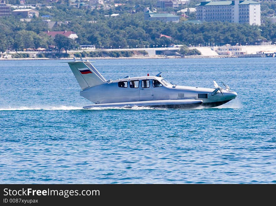 Airfoil boat in the bay