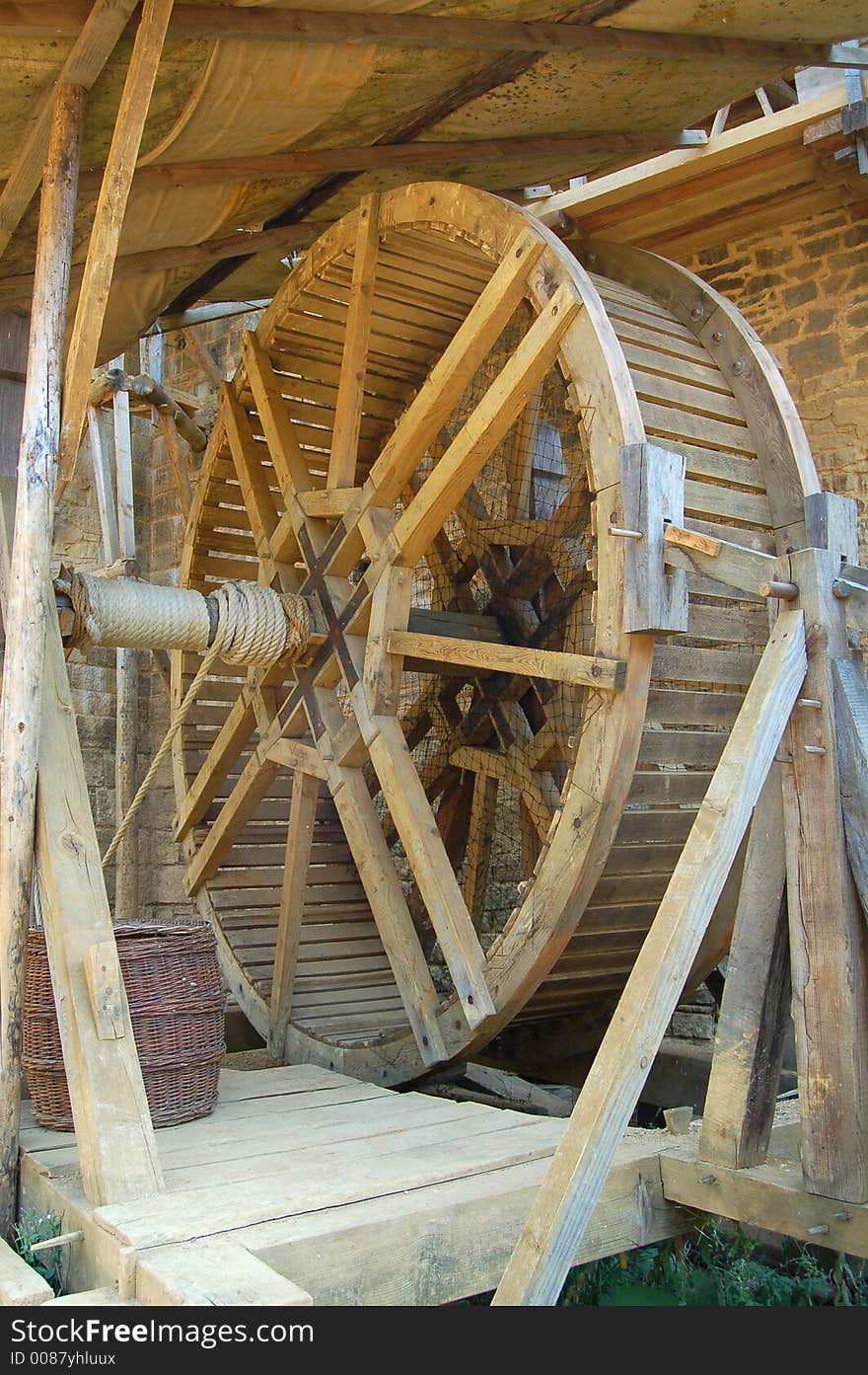 Ancient man made wooden treadmill