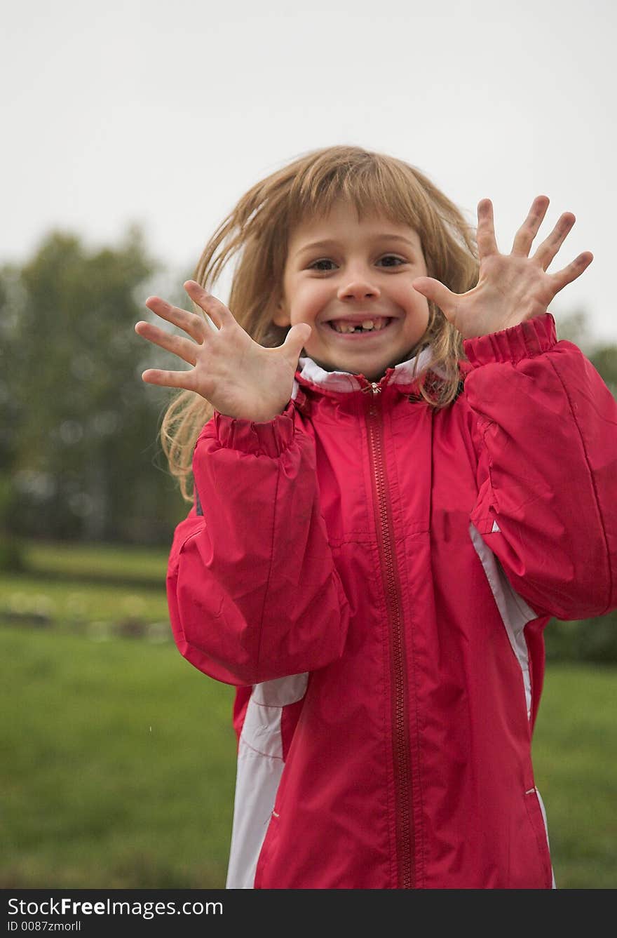 Girl in red jacket