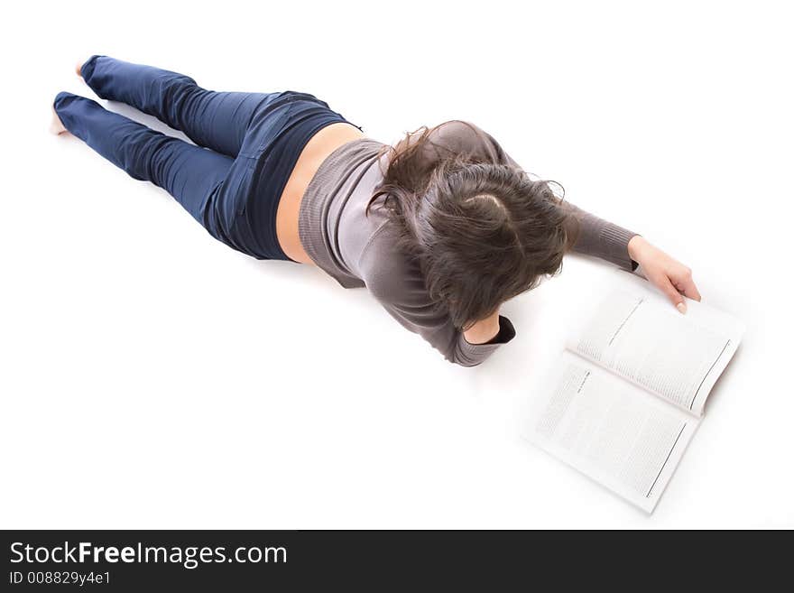 Young woman reading a book