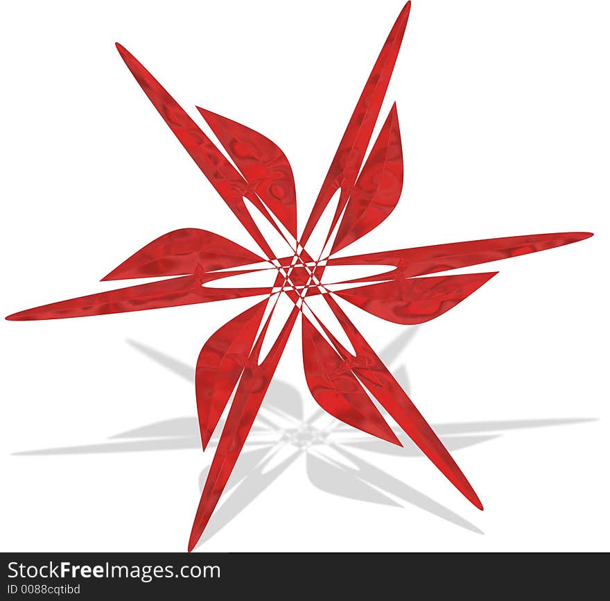 Floral star stem design in crimson.