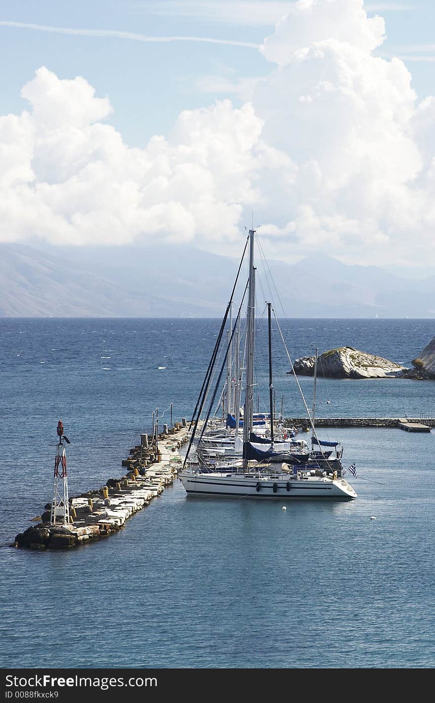 A yacht on the harbor. A yacht on the harbor