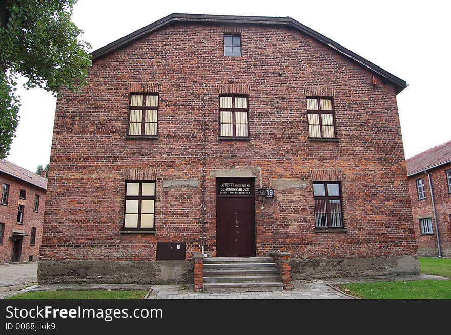 Barracks at Auschwitz which served as a hospital for prisoners. Barracks at Auschwitz which served as a hospital for prisoners.