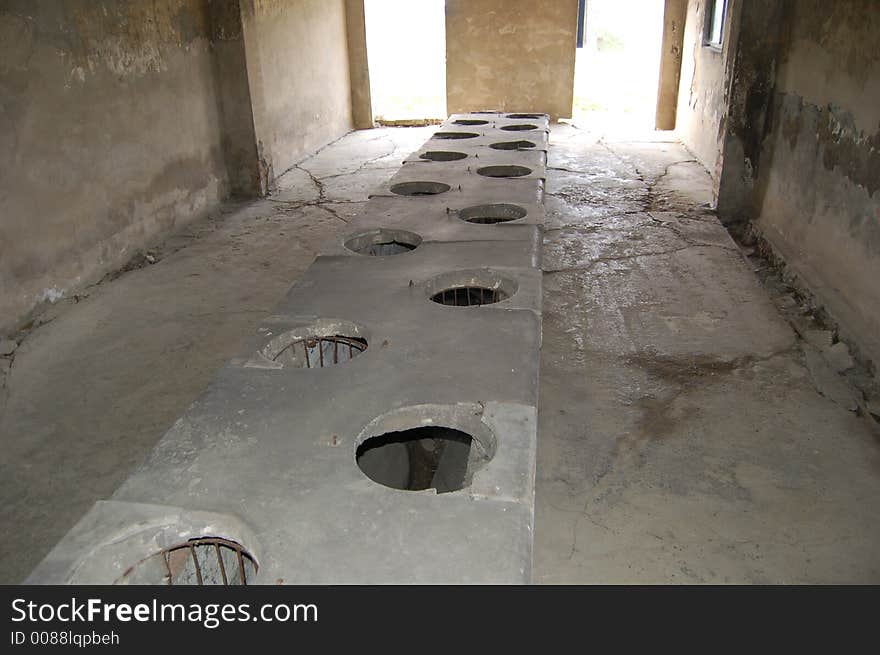 Latrines at the concentration camp Auschwitz II - Birkenau. Latrines at the concentration camp Auschwitz II - Birkenau