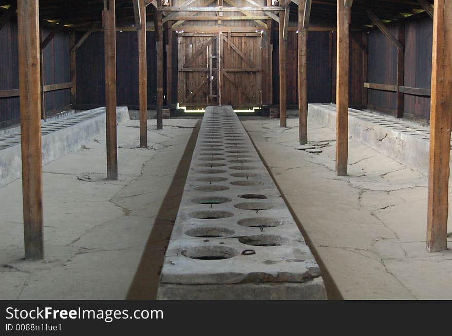 Latrines at the concentration camp Auschwitz. Latrines at the concentration camp Auschwitz.