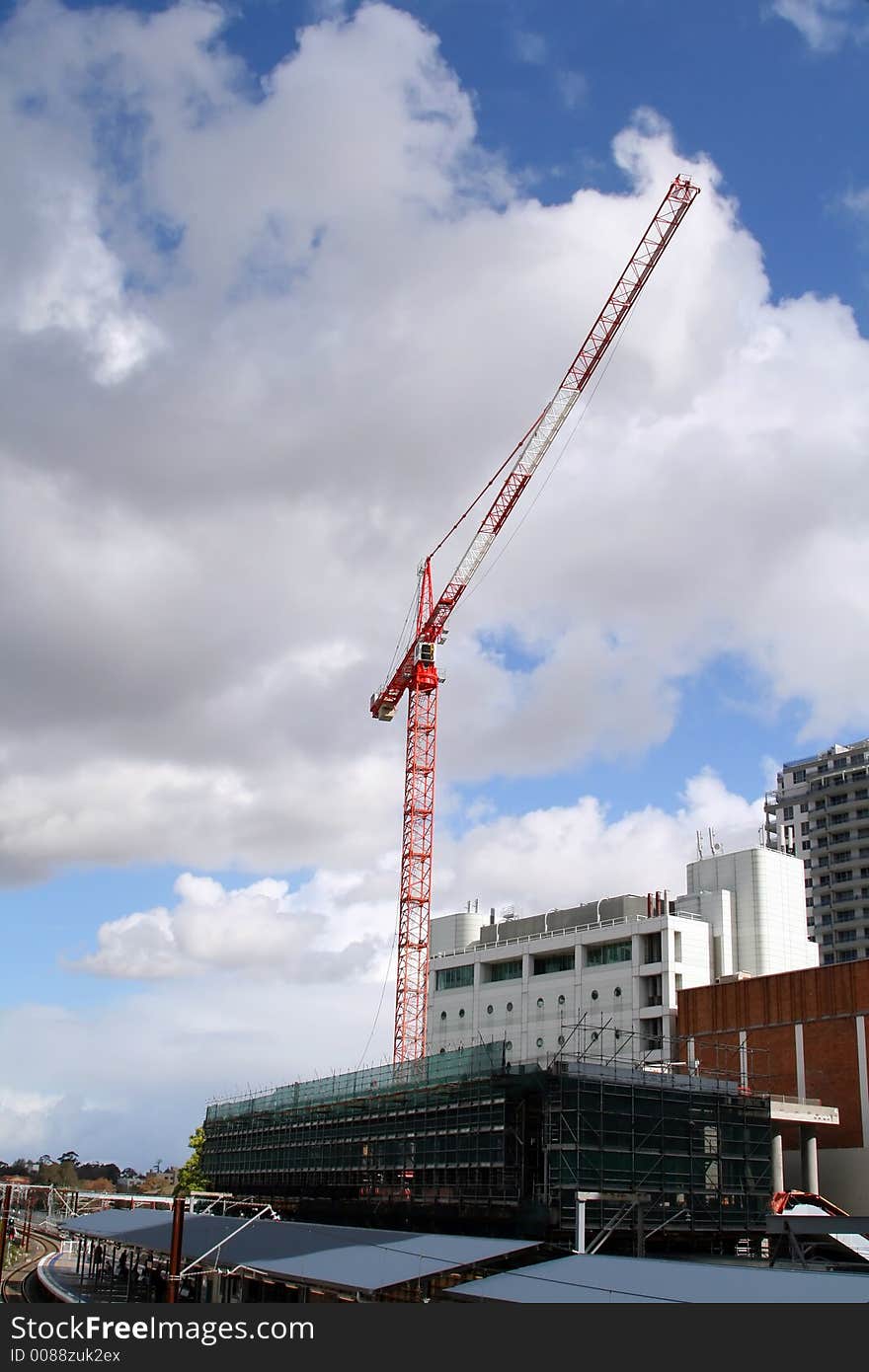 Construction crane on a building